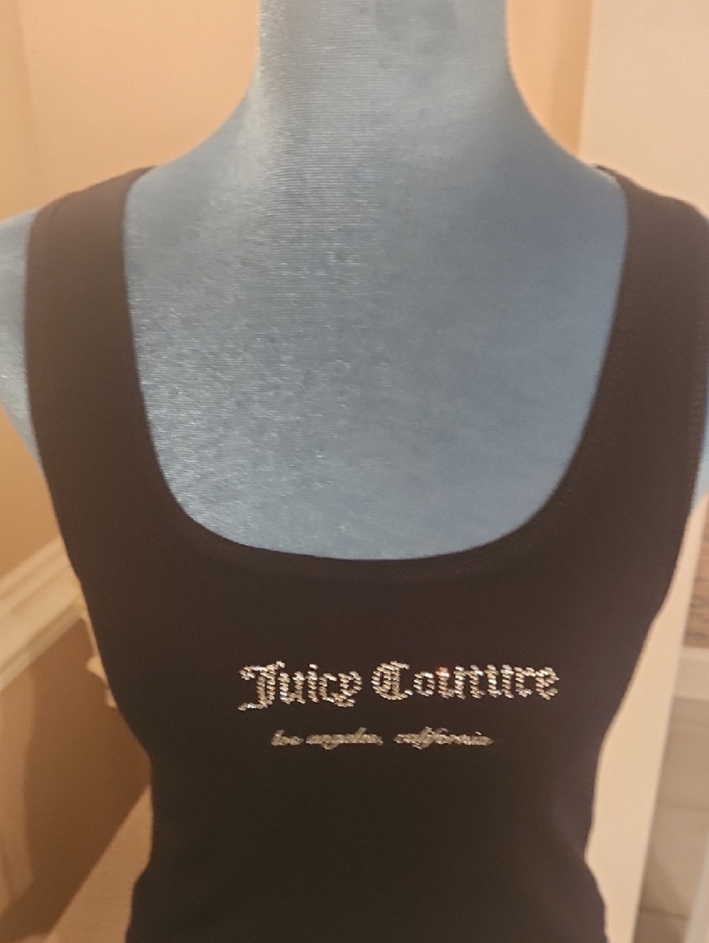 Juicy Couture Black Rhinestone Logo Ribbed Tank Xsmall - Picture 4 of 13